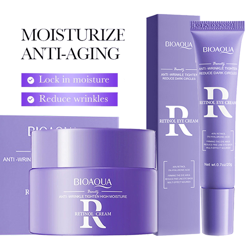 Skincare Whitening - BIOAQUA レチノールスキンケアセット保湿保湿フェイスクリームアンチエイジングしわくまアイクリームトラベルサイズスキンケア
