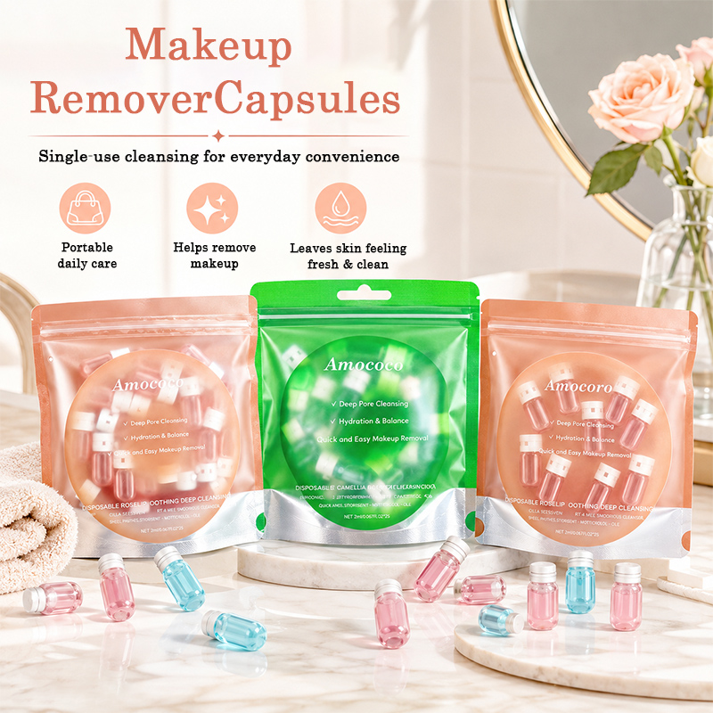 Face Oil Rosehip - Amococo 3 個入り使い捨てクレンジングオイルメイク落とし洗顔料カメリアオイルローズヒップオイルビタミン E 配合ポータブル保湿スキンケア旅行用