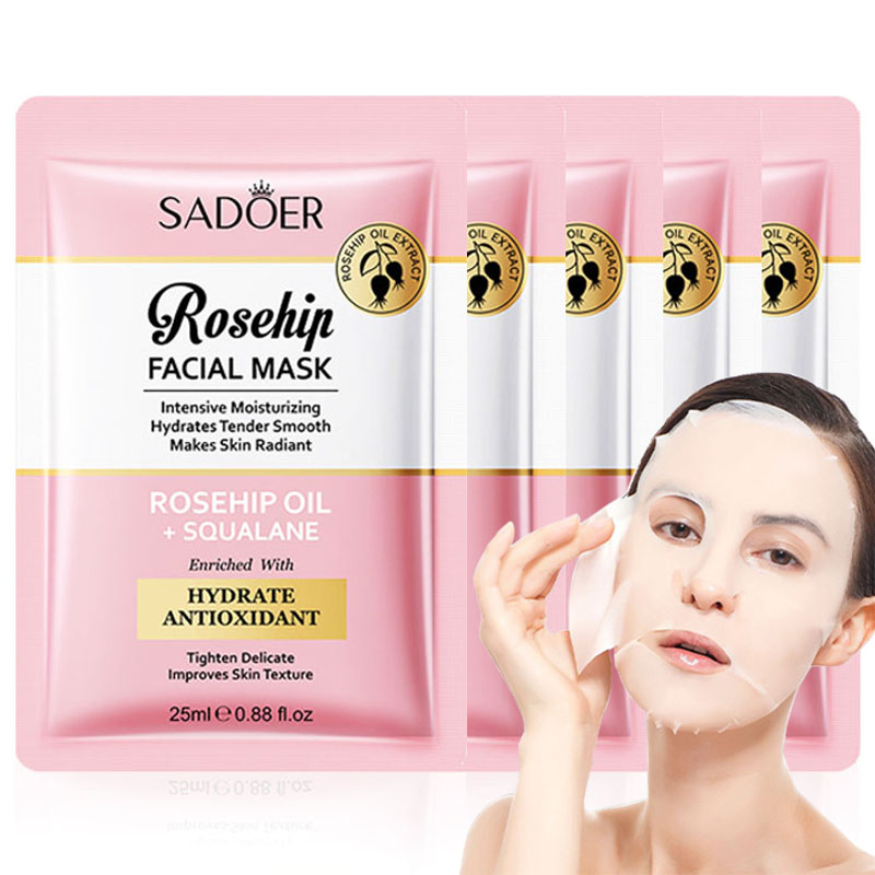 Face Oil Rosehip - 5/10 個 SADOER ローズヒップフェイスマスク抗しわ保湿美白保湿フェイシャルマスクスキンケア