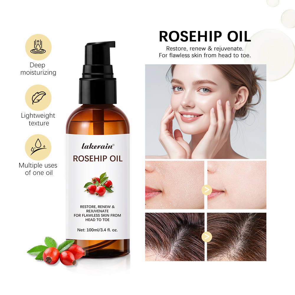 Face Oil Rosehip - 保湿フェイシャルセラム,ピンクヒップエッセンシャルオイル,しわ防止,美白,毛穴の狭まり,スキンケア,多機能,100ml
