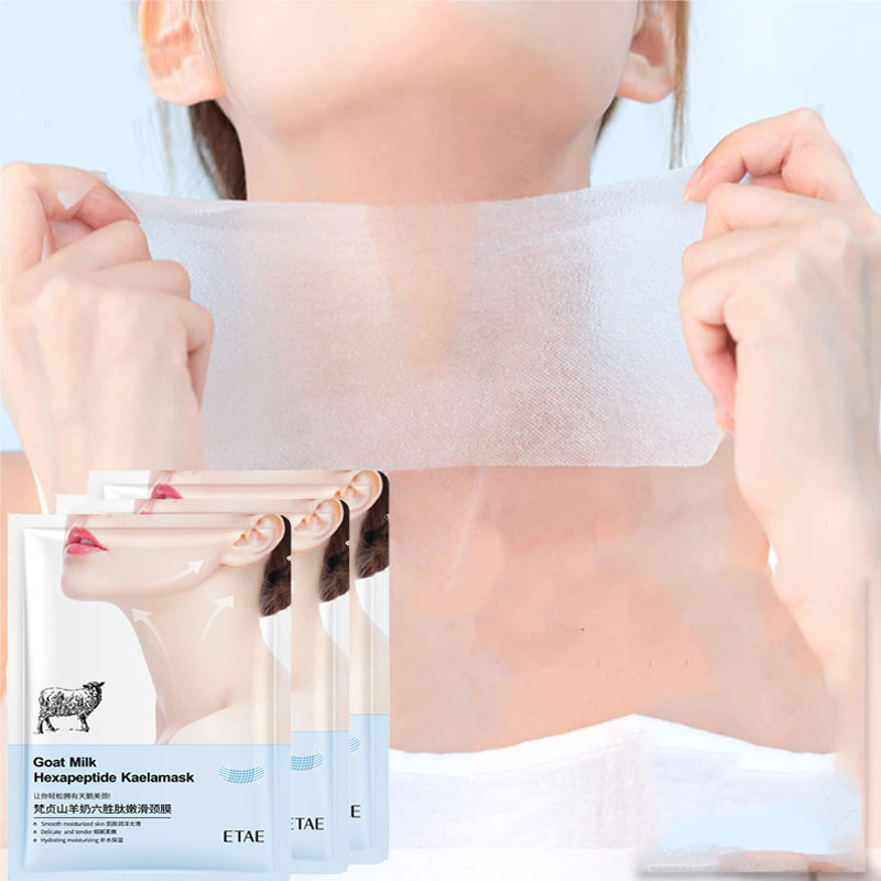 Skincare X Beauty - ヤギミルク 6 ペプチドネックマスクコラーゲン引き締め首スキンケアマスク美容保湿リフト引き締め首スキンケアマスク 5 個