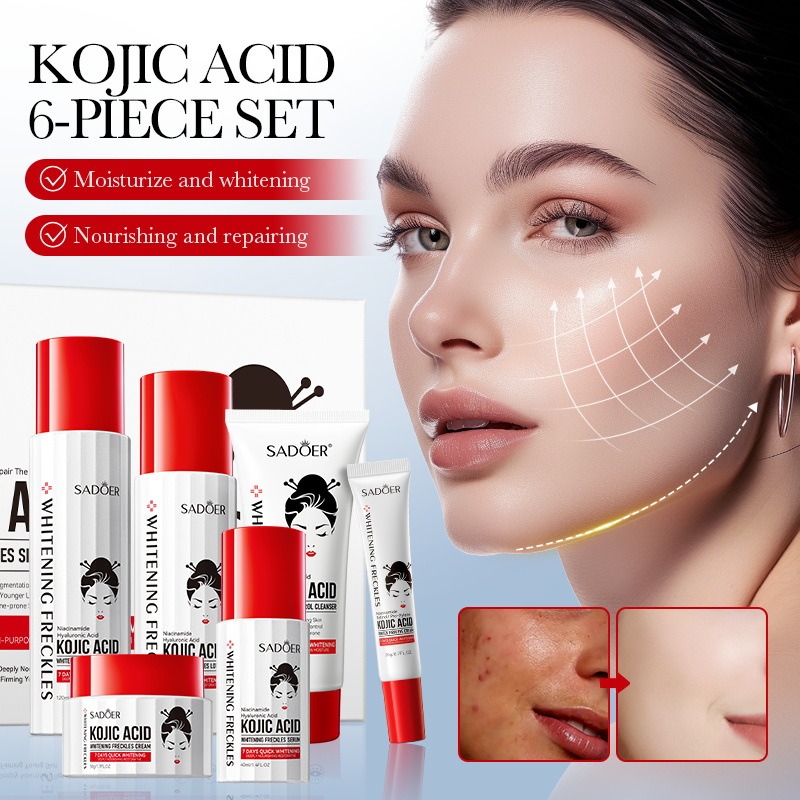 Skincare Whitening - コウジ酸美白スキンケアセットクレンザートナーセラムアイクリームフェイスクリーム顔美白アンチエイジングしわスキンケア