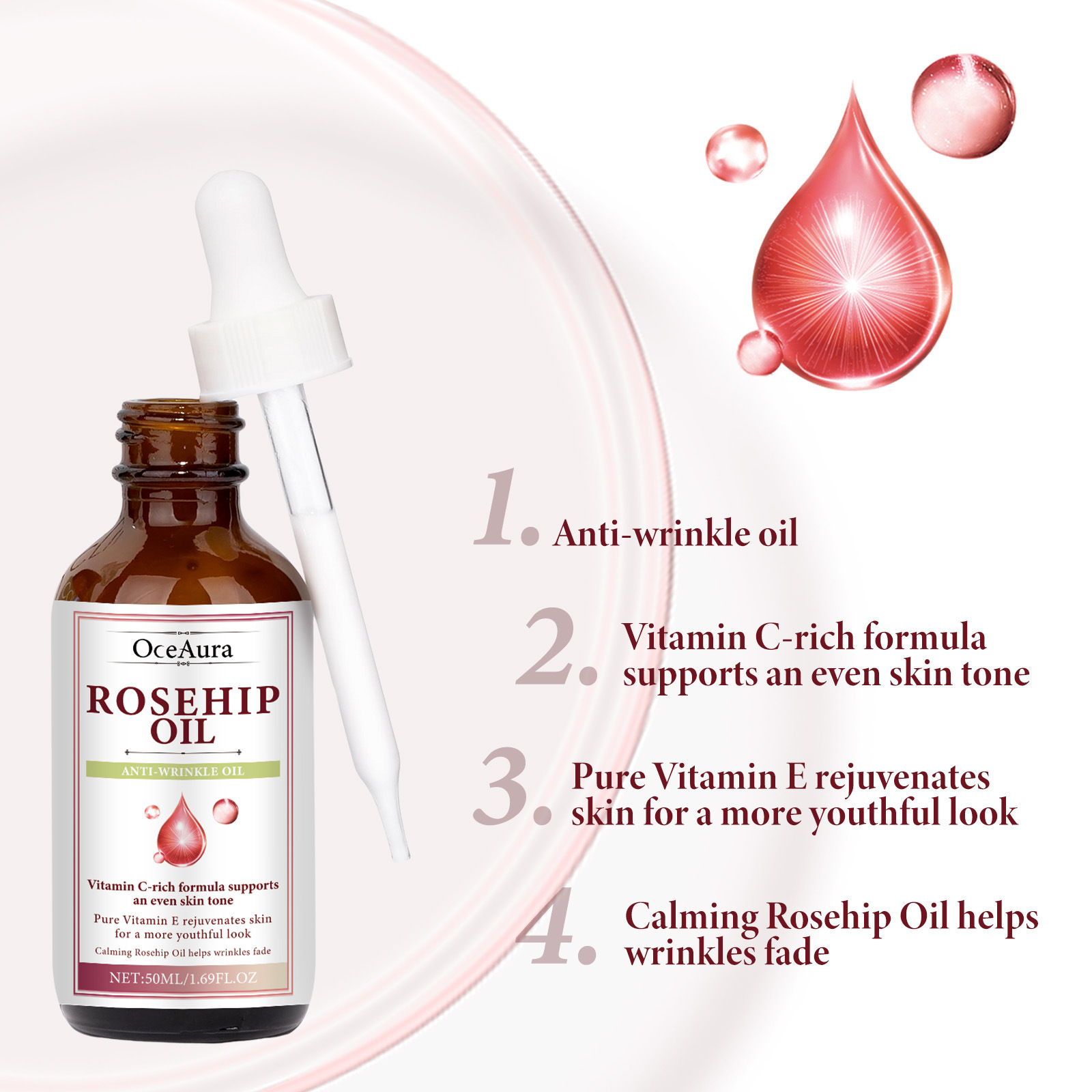 ローズヒップ オイル フェイス エッセンス セラム 小じわを - Face Oil Rosehip のレビューと価格